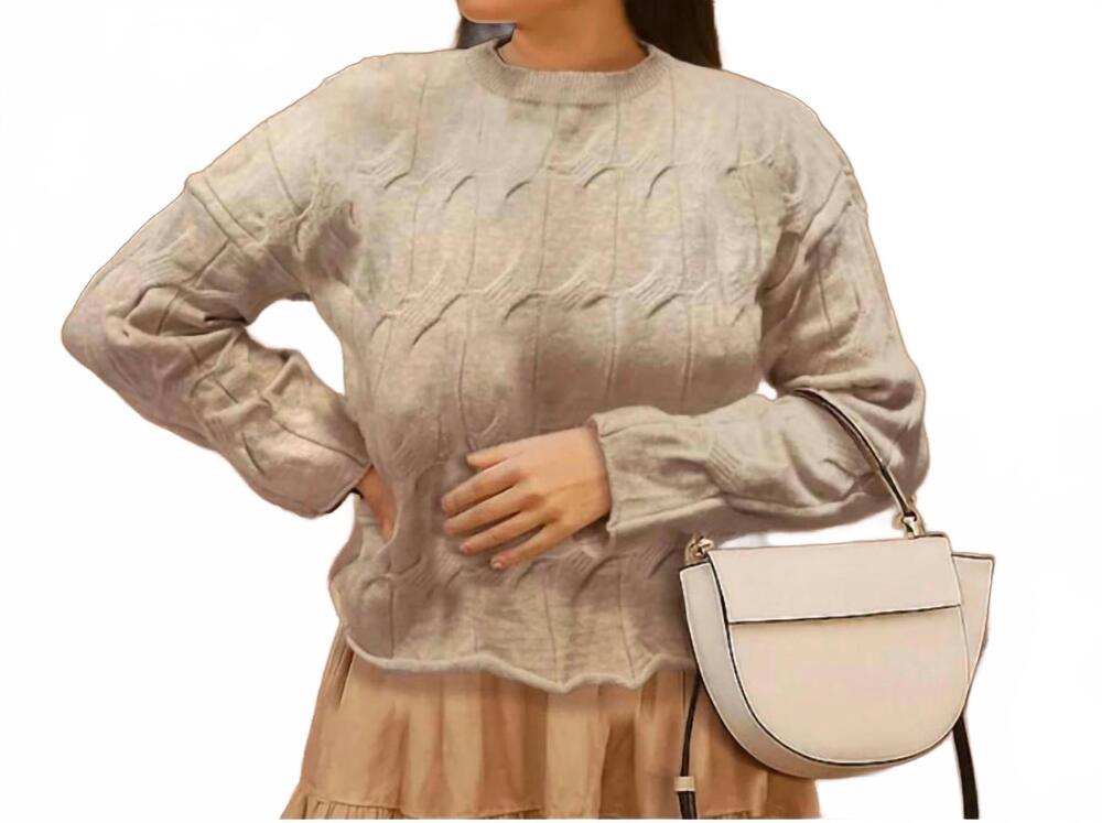 NEW FEMME FATALE shai large cable sweater in oatmeal
